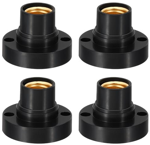 PATIKIL E14 Glühbirnen Fassung 4stk Rund Schraubsockel Lampen Fassung Licht Ersatz Sockel für Halogen CFL Glühbirne Schwarz