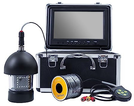 IIGEN Underwater Fishing Camera, DVR Camera Under Water Fishing Finder 360 Rotation Ice Fish Camera Under Water Fishing Video System Detachable Cable for Ice Lake Sea Boat Kayak Fishing(30m)