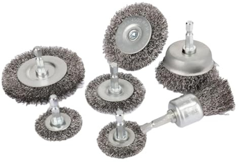 7 Stück Drahtbürste Bohrmaschine Winkelschleifer Set, Drahtbürsten Akkuschrauber Schleifbürste, Dratbürstenaufsatz Bohrmaschine, mit Sechskantstange, für Bohrmaschine, Korrosion, Entgraten