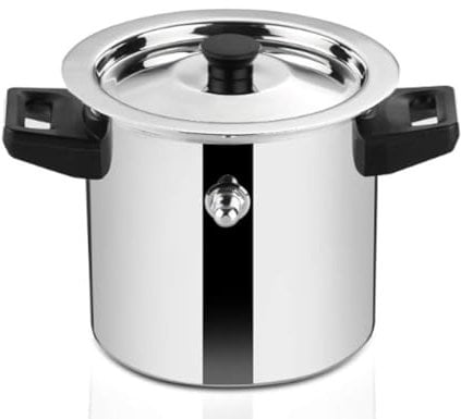 Stainless Steel Milk Boiler | Whistle Milk Pot | Warm Milk Jug with Handle | Double Wall Milk Cooker with Funnel (Stainless Steel, 2 Liter)