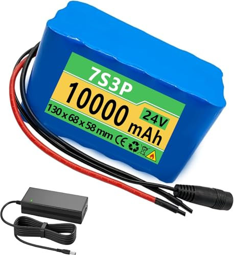 Batería de Litio para Bicicleta eléctrica de 24 V y 10 AH, Paquete de batería eléctrica de Litio 7S3P para Motor eléctrico de 500 W con conversión de PVC Impermeable T, XT60 24V10AH,XT60