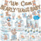 Yingoto 170 Pcs Teddy Bear Baby Shower Decorations Tableware Set, Includes Banner, Plates, Tablecloth, Serves 25 Guests
