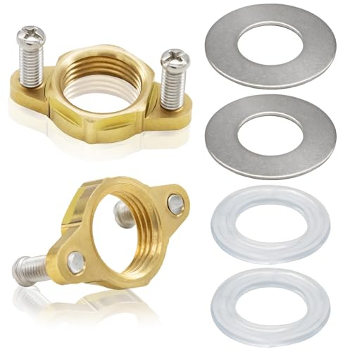 2 Set Brass Faucet Lock Nut, Female Thread Hex Lock Nut, Brass Single Hole Faucet Lock Nuts with Gasket, Installation Kit for Kitchen Bathroom Basin Sink (Inner Diameter: 3/4inch /19mm)