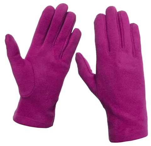 MAPIMANIA - Guanti Donna invernali color ciclamino in caldo pannetto realizzati interamente in Italia, Guanti eleganti termici per lavoro e sport, Sottoguanti caldi