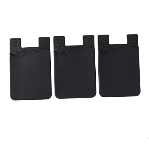 jojofuny 3Pc Silicone Mobile Phone Card Holder Stick on Adhesive Wallet Slim Anti-Slip Back Cover Card Holder for Credit Id Cards