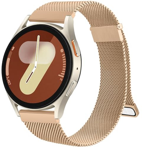 Bracelet en Métal Compatible avec Bracelet Samsung Galaxy Watch 7 6 5 4 44mm 40mm/Watch 6 Classic 47mm 43mm/Watch 5 Pro 45mm/Watch 4 Classic/FE,Sangle Magnétique pour Galaxy Watch 7 (Or rose)