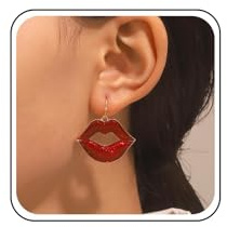 Inateannal Boho Lips Baumeln Ohrringe Große Rote Lippen Ohrringe Vintage Lippenstift Mund Ohrringe Lippen Kuss Tropfen Ohrringe Valentinstag Ohrringe Schmuck Für Frauen