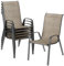 LIFERUN Gartenstühle Stapelstuhl Camping Stapelbar Hochlehner Terrassenstuhl Textilene Stahlgestell für Gärten Innenhöfe Balkone Restaurants 150 kg Belastbar 54 x 69 x 93cm (6, Flachsbraun)