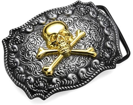 CHENNAN Herren Gürtelschnalle 40mm Gürtelschnalle Totenkopf für Männer Zinklegierung Gürtelschnallen Gothic Totenkopf Gürtelschnalle Breite Anwendung Passend für 3,8 bis 4 cm Breite Gürtel (C)