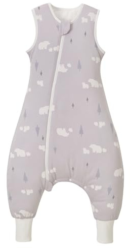 Nivolltha Super Soft Winter Baby Schlafsack mit Füßen 2.5 TOG, 100% Baumwolle Warmer Schlafsack mit Beinen für Kleinkinder, Bären, Größe M