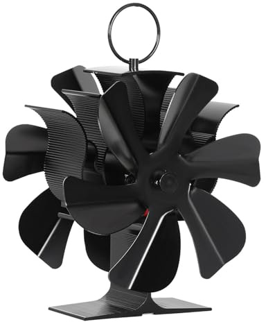 Ollewiellan Doppelseitiger Kaminventilator 6 Blätter mit Thermometer, Ofenventilator Ohne Strom Effiziente Kaminwerkzeug Lüfter Leiser für Kaminofen Kamin Holzofen, 16 * 12 * 18.5cm
