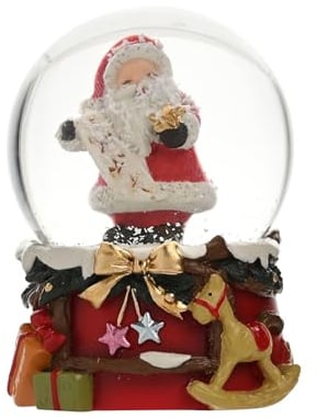 Widdop Santa & Friends Santa with List Snow Globe – 45mm Glass Christmas Snowglobe with Festive Base & Santa Claus Figure – Collectible Ornament