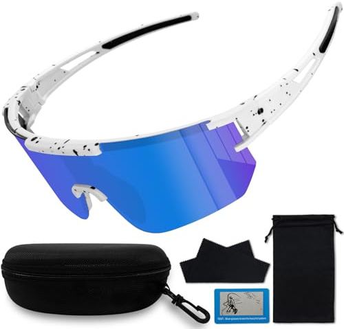 WAMIOKAGRO Schnelle Brille Herren Damen, Polarisiert Fahrradbrille Herren Laufbrille Damen, UV400 Sportbrille Fahrrad Brille Sport Sonnenbrille für MTB Rennrad Fahrrad Ski Laufen Rave Festival