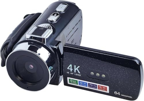 Flylin 64MP 4K Camcorder, 3.0 IPS 28X Zoom WiFi | 64MP 4K vlogging camcorder with 3 IPS screen, 28X digital zoom, 180° rotation, night function, WiFi