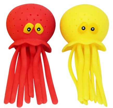 PBAHAUP 2 Stücke Wasserspielzeug, Oktopus Wasserbomben, Wasserbomben Wiederverwendbar, Wassertiere Mit Wasserbombeneffekt, Geeignet Für Schwimmbäder, Schwimmbäder, Badewannen (Gelb, Rot)