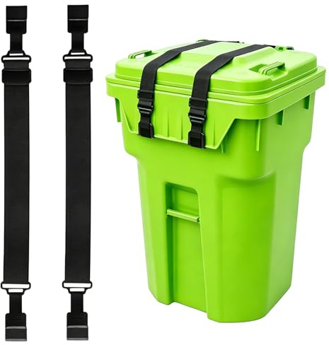 2 PCS Trash Can Lid Locks Adjustable Wheelie Bin Straps for Wildlife Wind And Spilling Proof Universal Outdoor Use