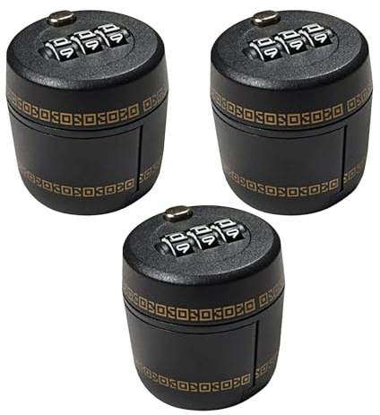 GRADENEVE 3pcs Black Wine Bottle Lock Cap – Resettable 3-Digit Combination Security Lock for Whiskey, Vodka, Spirits – Reusable Tamper-Proof Password Wine Stopper for Bar and Home Use