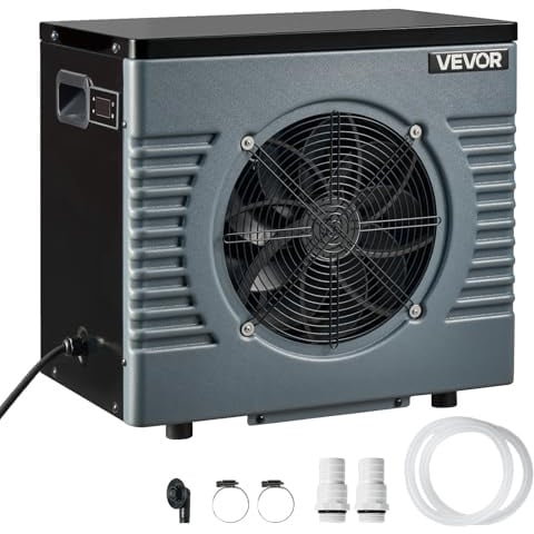 VEVOR Bomba de Calor para Piscina Elevada 4,92 kW 2,3 GPM 0,3-0,5 MPa, Calentador Eléctrico de Piscina de 10 a 18 m³, Bajo Nivel de Ruido, Temperatura de Calentamiento de 15 a 40 °C, para Natación