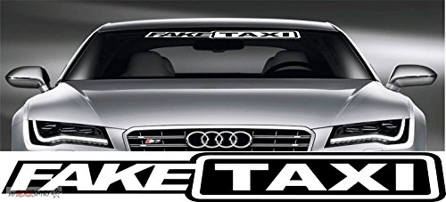 myrockshirt Fake Taxi Scheibe 60 cm Windschutzscheibe Aufkleber,Sticker, Autoaufkleber,Auto,Lack,Scheibe, Tuning,