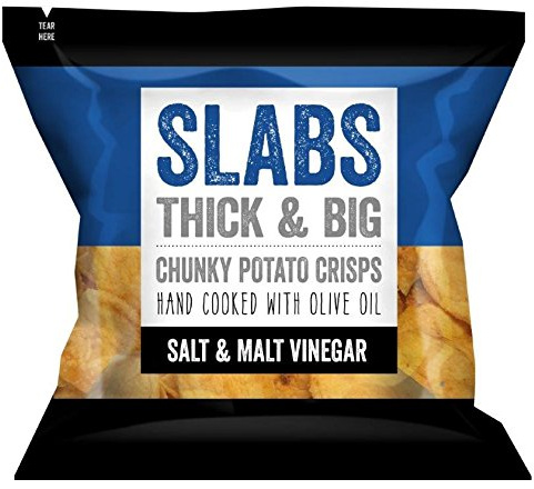 Slabs - Salt & Malt Vinegar Thick & Big Potato Crisps 14 x 80g Packs