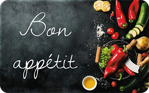 ID Mat Kitchen Decor Bon Appetit Küchendekor, Kunstfasern, Schwarz, 50 x 80 x 0, 4 cm