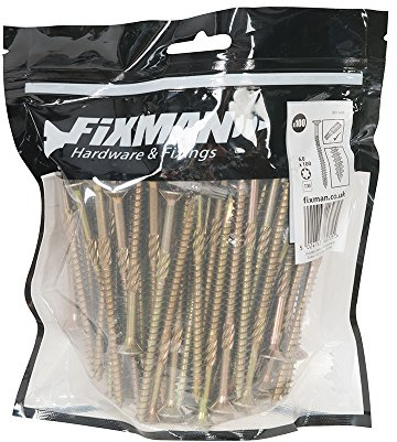FIXMAN 572486 Goldstar Advanced Chipboard Screws, Gold, 6 x 100 mm, Set of 100 Pieces