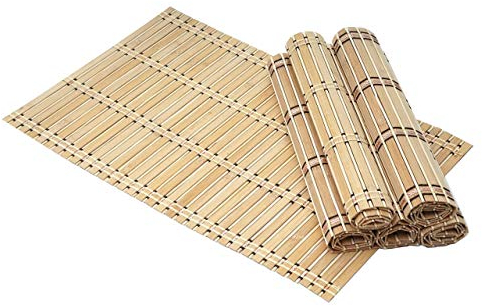 6-teiliges Tischset HWC-C13, Platzdeckchen Tischmatte Platzset, Bambus abwaschbar 45x30cm - Hellbraun