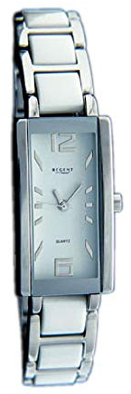 REGENT Damen-Armbanduhr Analog Quarz mit Edelstahl-Kunststoff Armband 4325 (weiß)