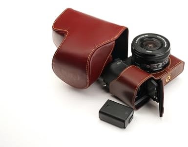 Handmade Genuine Real Leather Full Camera Case Bag Cover for Sony A6400 Brown color
