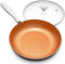MICHELANGELO 10 Inch Copper Nonstick Frying Pan with Lid, Scratch Resistant Ceramic Coating, Oven and Dishwasher Safe