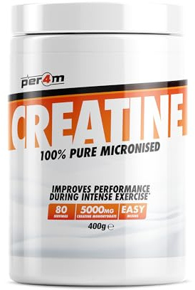 Per4m Creatine Powder | 100% Pure Micronised Creatine Monohydrate | 5000mg of Creatine | 80 Servings (400g, Unflavoured)