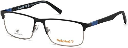 Timberland Rechteckig Metall Brillen in Matte Black für Herren, Brille mit Sehstärke, optional mit Sonnenbrillen tönung oder Blaulichtfilter (Modell TB1651)