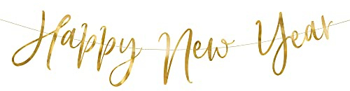 Mellilu Happy New Year Banner Gold Schrift Neujahr Banner Silvesterdeko Wanddeko