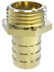 ABA Beul 10010.507.2 Gewinde-Schlauchstutzen mit Sechskant und Außengewinde 1/4 x 10 mm, Messing