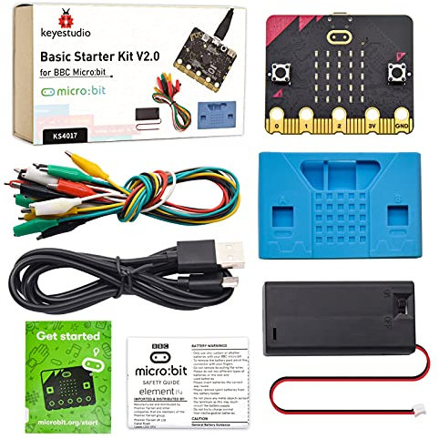 KEYESTUDIO Kit de Inicio básico para BBC Micro bit V2, programación gráfica, brújula Bluetooth integrada, detección de Movimiento, codificación de Pantalla LED para Adolescentes