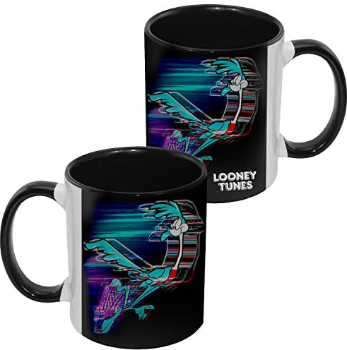 United Labels Looney Tunes Tasse 320 ml, Road Runner, Schwarz, Kaffeebecher aus Porzellan, Kaffeetasse mit Geschenkbox