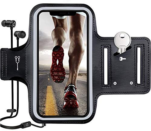Gym Work Out Running Armband Phone Case Cover Sports with Key Holder for iPhone 12 XR 11 Pro 6 7 8 Plus - Samsung Galaxy Note 9 S10 S20 S9+ S8+ A70/ A10/ A80 A90 / A50/ A51/ A71/ A21s