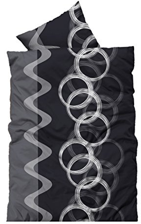 Leonado Vicenti 2 TLG Bettwäsche 155x220 cm grau schwarz Übergröße Garnitur Microfaser