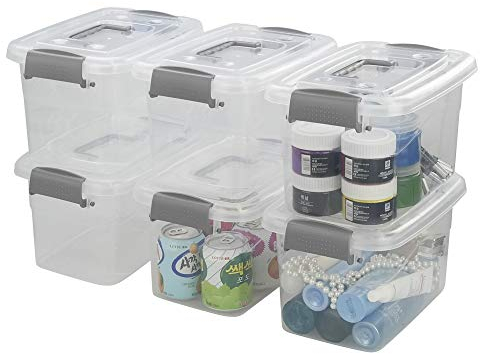 Mayish 5 L Small Plastic Clear Storage Latching Box with Lids, 6 Packs