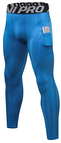 LNJLVI Kompressionshosen Herren Workout Sport-Leggings Atmungsaktiv Fitness Strumpfhosen Lange Running-Hosen(Blau,XL)