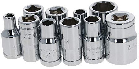 Utoolmart 1/4 Inch Drive 6 Point Socket Chrome Vandium Steel Imperial 5/32&3/16&7/32&1/4&9/32&5/16&11/32&3/8&7/16&1/2 Inch Standard Socket Hand Operated Tool Silver 1set