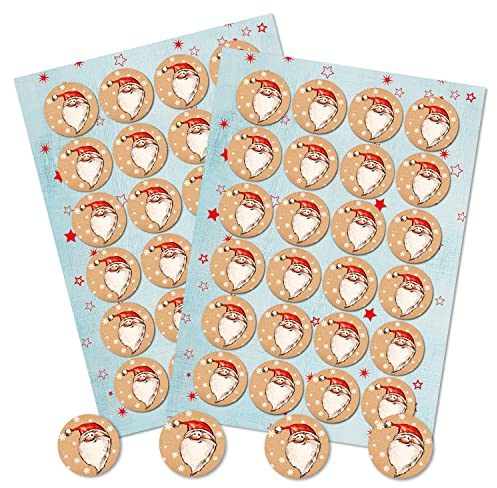 Logbuch-Verlag 48 Weihnachtsmann Nikolaus Aufkleber rund 4 cm - Geschenkaufkleber Weihnachten Nikolausgeschenk für Kinder Kunden Mitarbeiter