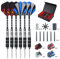 flintronic Dartpfeile, 6 Stück 22 Gramm Steel Darts Pfeile Set, Aluminium Darts Schäfte, 6 Edelstahlpfeile, 6 PVC-Schäfte, 12 O-Ringen, 12 Poly-Standard-Flights, Dartspitzer, Flugschutz, Geschenkbox