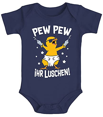 MoonWorks® Baby Body mit Spruch lustig Küken Pew Pew Ihr Luschen Bio-Baumwolle Jungen & Mädchen
