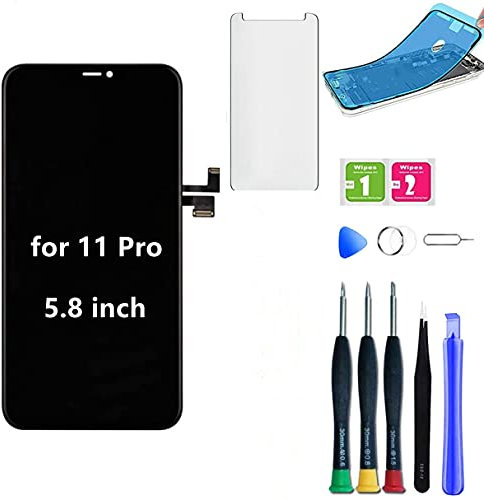 mileage Screen Replacement for iPhone 11 Pro 5.8 inch (Model A2160, A2217, A2215) OLED and Touch Panel Assembly Part with Touch Screen Complete Repair Kit Waterproof Adhesive（5.8 inch）