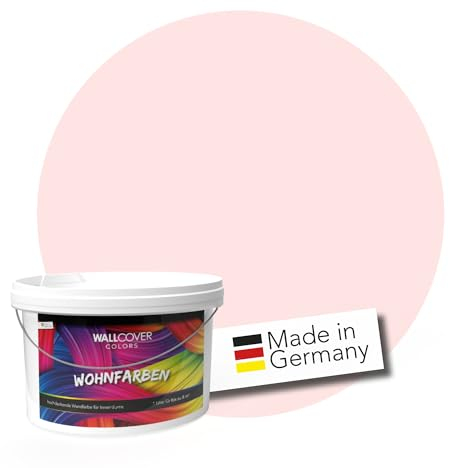 WALLCOVER Peinture murale de qualité supérieure | Rose Doux | Couleur pastel | 2.5L = 20m² | Pour les intérieurs à très haut pouvoir couvrant (classe 1) | Finition mate | Fabriquée en Allemagne