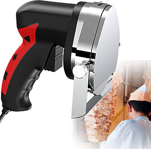 YNITJH Coltello Elettrico per Kebab Coltello per Gyros,Coltello da Taglio Elettrico Professionale 2800giri/min, 60kg/h,Acciaio Inox,Red