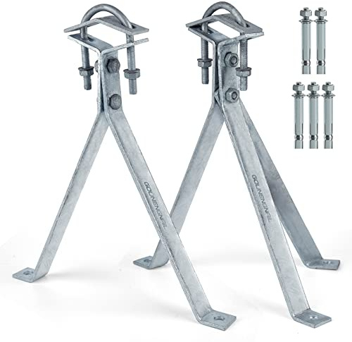 14 Inch Heavy-Duty Antenna Wall Mount,Windproof Stand Off Wall Mast Mount Clamps,1 Pair with Expansion Bolts (1 Pair Mount ( 3-Leg + 2-Leg), 14 Inch)