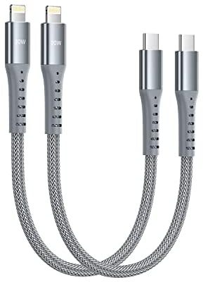 USB C to Lightning Cable,2Pack 30CM USBC iPhone Charger Cable MFi Certified Short Nylon Braided USB-C Power Delivery Charging Lead for iPhone 14 13 12 11 Pro Max X XS XR 8 7 6s Plus SE,iPad Air