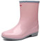 Bottes de Pluie mi Mollet Femme Antidérapant Durable Wellington Imperméables Bottines Caoutchouc Solid Color Mode Jardin Rose 38